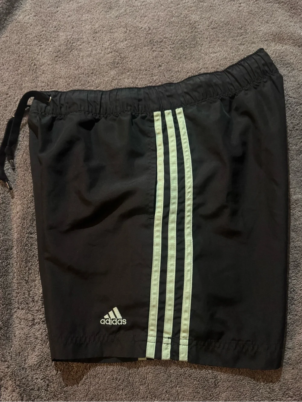 adidas Black Shorts with Mint Three-Stripe Tag